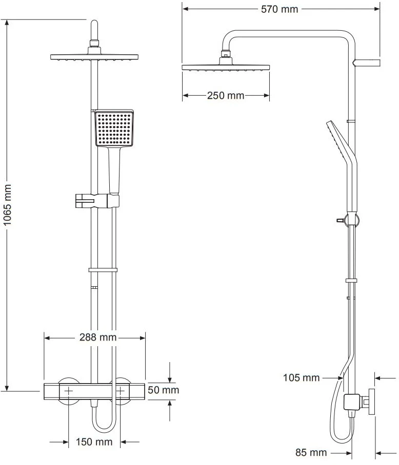 Mira Honesty ERD デュアルサーモスタットバーミキサーシャワー - 調整可能&固定ヘッド