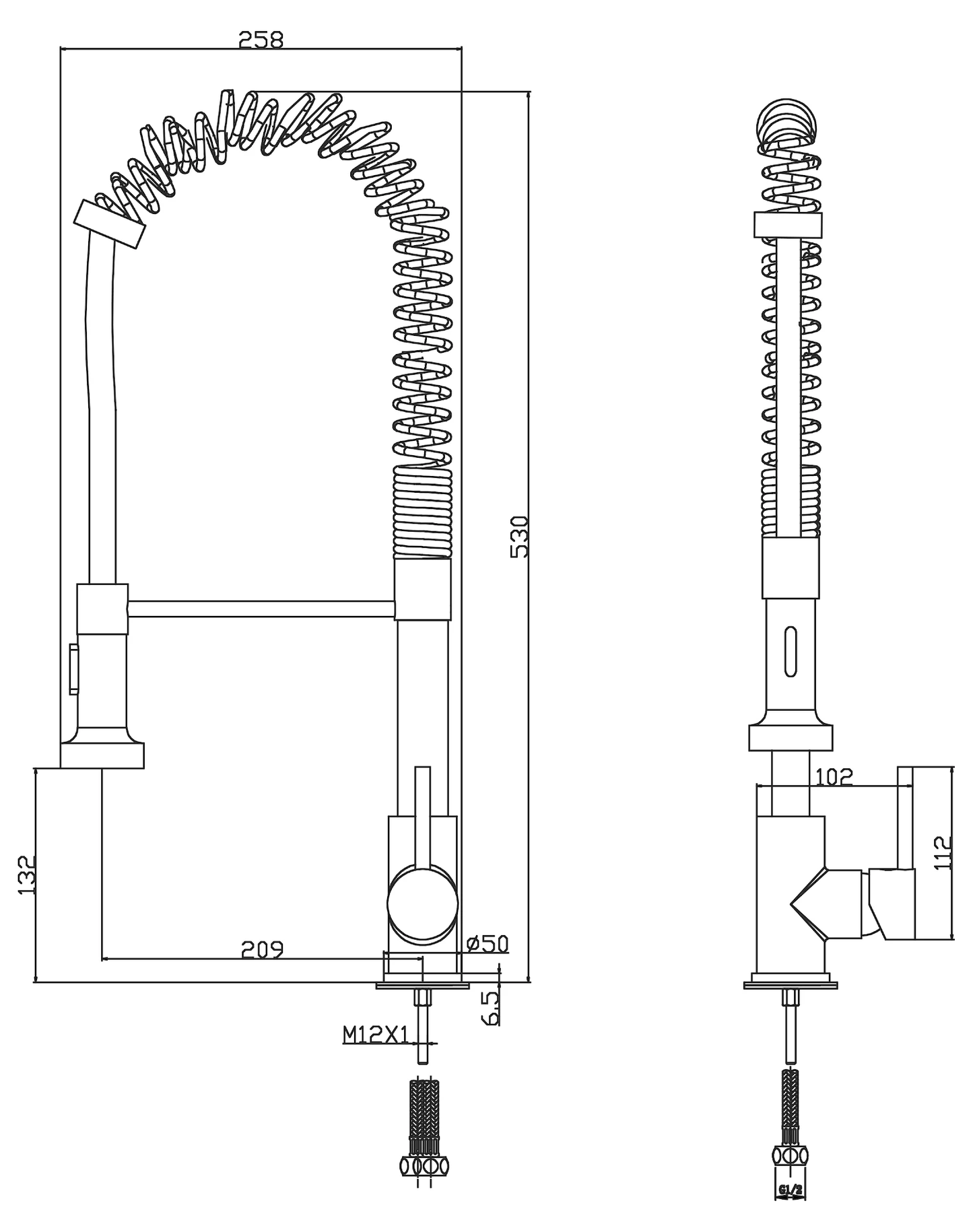 Sauber Murren 引き出し式キッチンミキサー水栓 - クロームメッキ