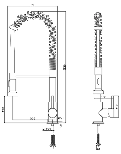 Sauber Murren 引き出し式キッチンミキサー水栓 - クロームメッキ