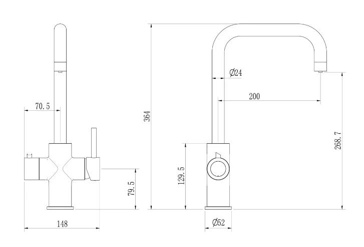 Wodar Design 3-in-1 沸騰タップ & タンク - 銅製