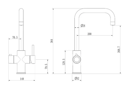 Wodar Design 3-in-1 沸騰タップ & タンク - 銅製